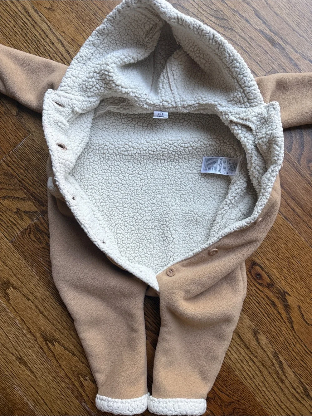 BABY GAP 🧸Cozy Tan Sherpa-Lined Baby One-Piece